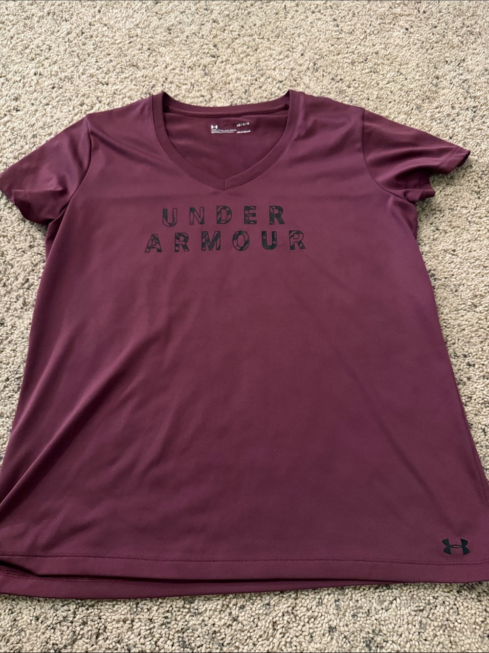 Under Armour Women's V-Neck Tee - Burgundy with Black Logo